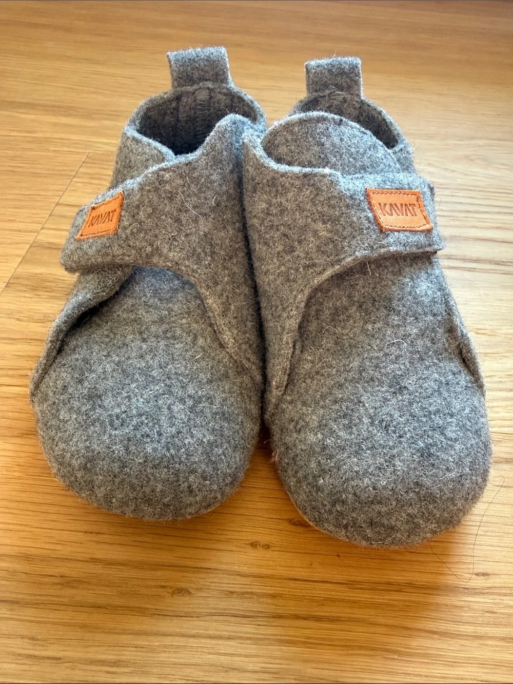 Gray Felt Baby Walker Shoes with Hook-and-Loop Strap